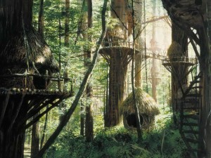 The Ewoks' Bright Tree village from 'The Return of the Jedi'